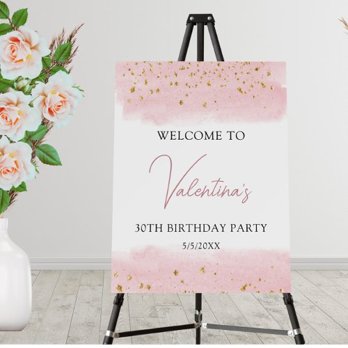 Pink Gold Sparkle Birthday Welcome Foam Board