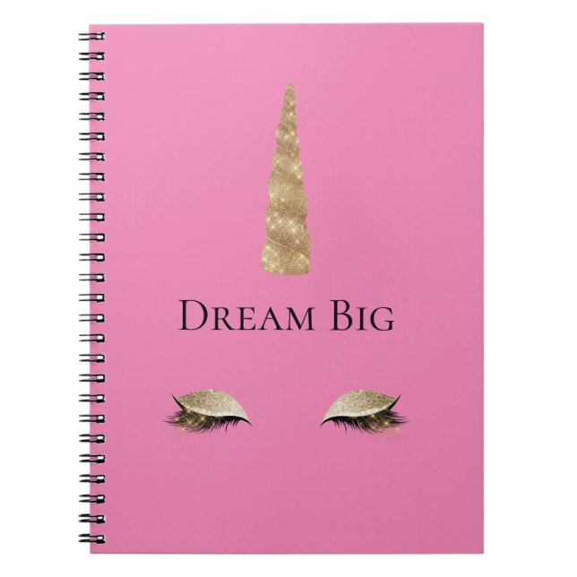 Pink Gold Sparkle Glam Unicorn  Notebook (Front)