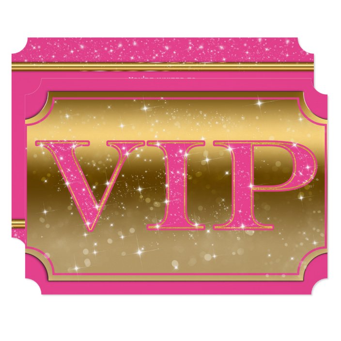 Pink & Gold Sparkle Glam VIP Party Event Ticket Invitation