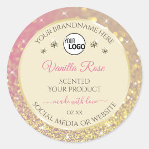 Pink Gold Sparkle Glitter Cream Product Label Logo