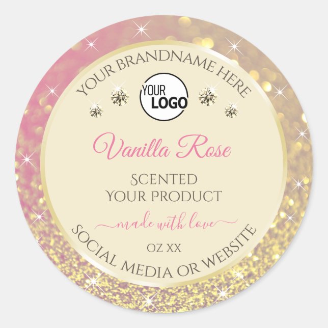 Pink Gold Sparkle Glitter Cream Product Label Logo (Front)