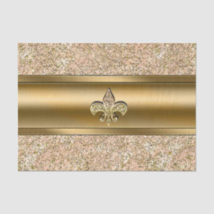 Pink & Gold Sparkle Glittery Fleur de lis Party Tissue Paper