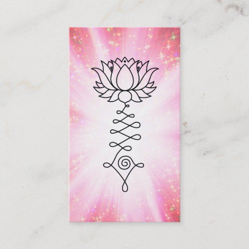  Pink Gold Sparkles Lotus Reiki Healing Energy Business Card