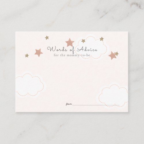 Pink Gold Stars  Clouds Advice Enclosure Card