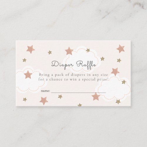 Pink Gold Stars  Clouds Diaper Raffle Ticket Enclosure Card
