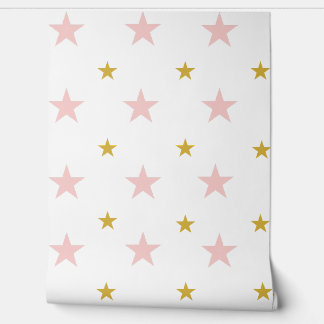 Pink & Gold Stars Nursery Wallpaper