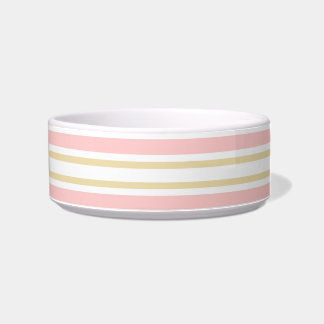 Pink & Gold Stripe Personalized Pet Food Bowl