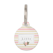 Pink & Gold Stripe Personalized Pet Name Tag