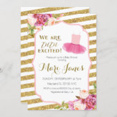 pink gold striped tutu baby shower invitation (Front/Back)