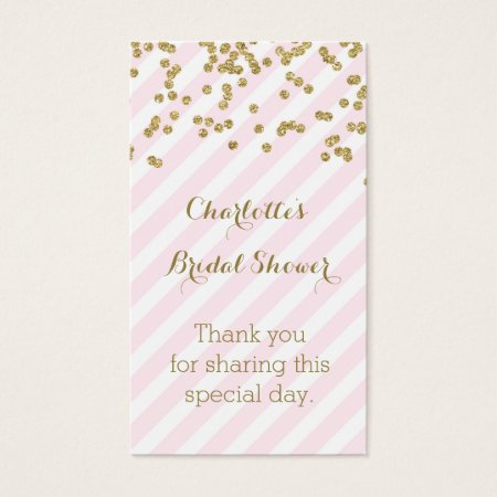 Pink Gold Stripes Bridal Shower Favor Tags