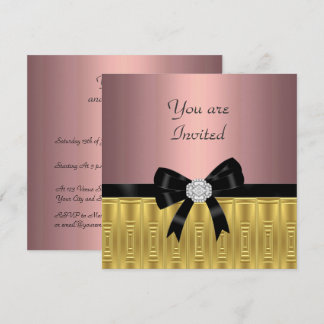 Pink Gold Stylish Party Invitation