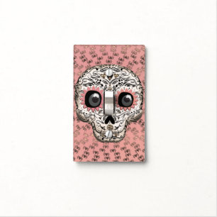 Pink & Gold Sugar Skull & Cute Whimsical Hearts Light Switch Cover
