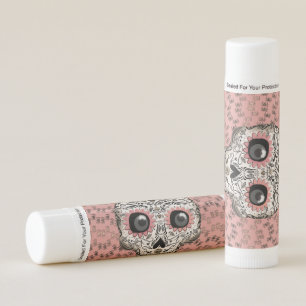 Pink & Gold Sugar Skull & Cute Whimsical Hearts Lip Balm
