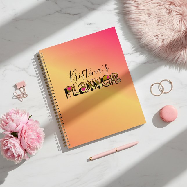 Pink & Gold Sunset Ombre Stylish Typography Planner (Creator Uploaded)