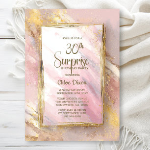 Pink Gold Surprise 30th Birthday Party Invitation
