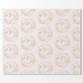 Pink Gold Swan Princess Baby Shower Birthday Party Wrapping Paper (Flat)