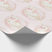 Pink Gold Swan Princess Baby Shower Birthday Party Wrapping Paper (Corner)