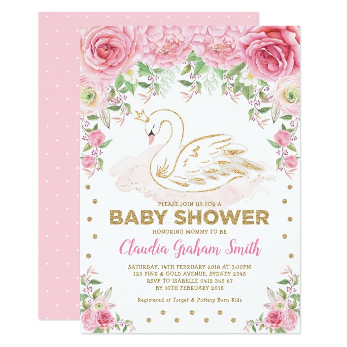 swan princess baby shower invitations