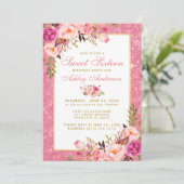 Pink Gold Sweet 16 Birthday Invite | Photo Back (Standing Front)