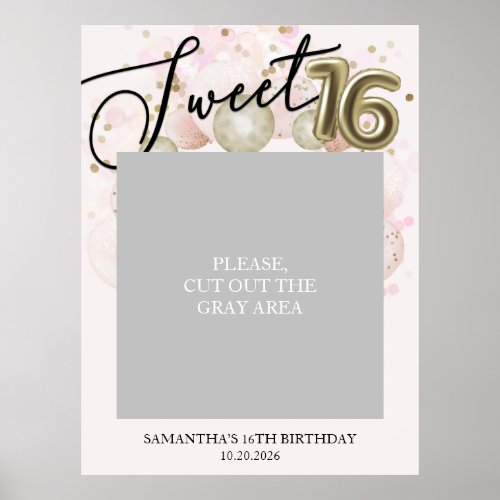 Pink Gold Sweet 16 DIY Photo Prop Poster