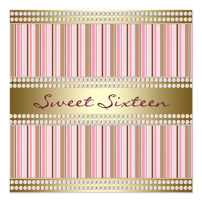 Pink and Gold Sweet 16 Party Invitations