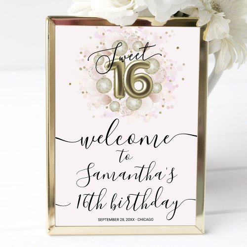 Pink Gold Sweet 16 Welcome Sign