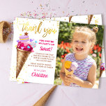 Pink Gold Sweet Ice Cream Birthday Photo Thank You Card<br><div class="desc">Pink Gold Sweet Ice Cream Birthday Photo Thank You Card</div>