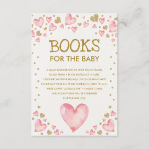 Pink Gold Sweetheart Baby Shower Books for Baby Enclosure Card