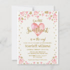 Pink Gold Sweetheart Baby Shower Invitation Hearts