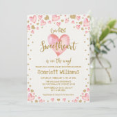 Pink Gold Sweetheart Baby Shower Invitation Hearts (Standing Front)