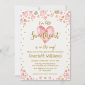 Pink Gold Sweetheart Baby Shower Invitation Hearts (Front)