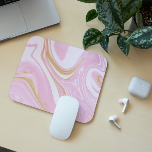 Pink  Gold Swirl Mousepad _ Aesthetic Office Insp