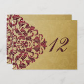 pink gold table numbers postcards (Front/Back)