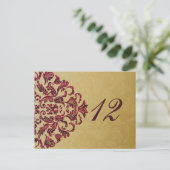 pink gold table numbers postcards (Standing Front)