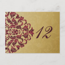 pink gold table numbers postcards