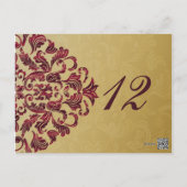 pink gold table numbers postcards (Back)