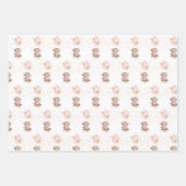 Pink Gold Teddy Bear Balloons Moon Stars Party Wrapping Paper Sheets (Front 3)