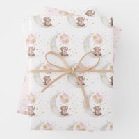 Pink Gold Teddy Bear Balloons Moon Stars Party