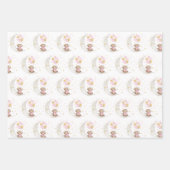 Pink Gold Teddy Bear Balloons Moon Stars Party Wrapping Paper Sheets (Front)