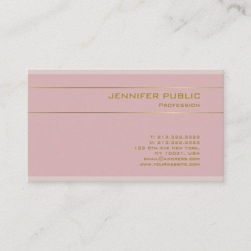 Pink Gold Text Elite Template Premium Silk Elegant Business Card