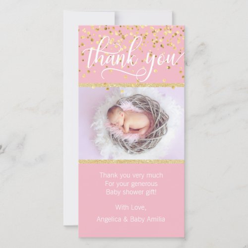 Pink Gold THANK YOU Baby Shower Girl  PHOTO