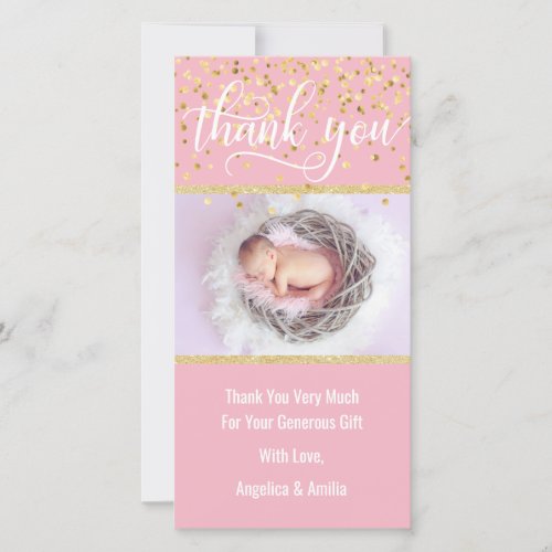 Pink Gold THANK YOU Baby Shower Girl  PHOTO