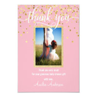 Pink Gold THANK YOU Baby Shower Girl | PHOTO Card