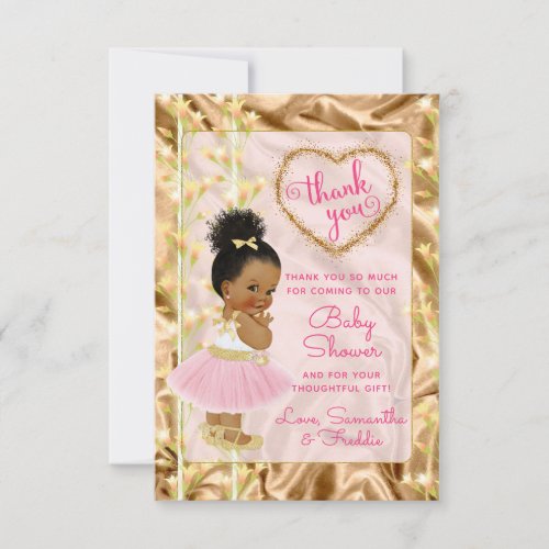 Pink  Gold Thank You Ethnic Baby Shower Card