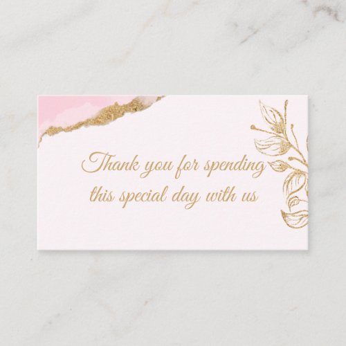 Pink Gold Thank You Watercolor Floral Wedding Place Card