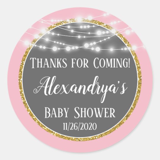 Pink Gold Thanks For Coming Baby Shower Favor Tags | Zazzle.com