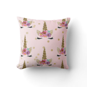Pink & Gold Trendy Modern Unicorn Horn #2 Throw Pillow