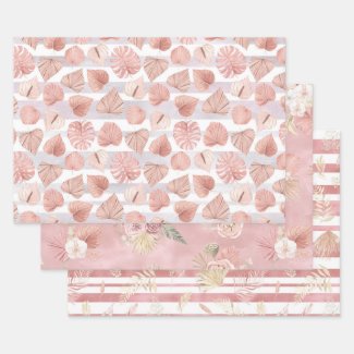 Pink Gold Tropical Floral 