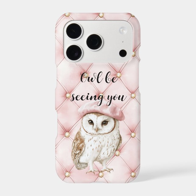 Pink Gold Tufts Owl Be Seeing You iPhone Case (Back)