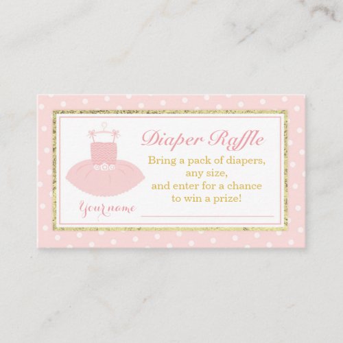 Pink  Gold Tutu Baby Shower Diaper Raffle Ticket Enclosure Card